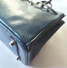 Hermes - Lizard birkin 25 blue - PHW