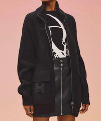 Hermes - black wool cardigan - Palefroi Remix