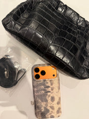 Bougie Bags - the real crocodile 🐊 - clutch/ cross - black with strap