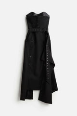 Rokh X H&M - Bandeau dress with leather bra - Black