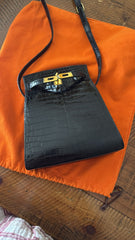 Hermes - vintage crocodile so kelly sport - black Gold HW