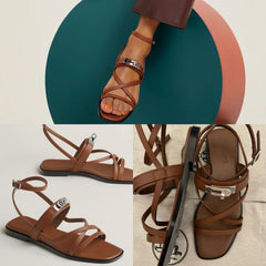 Hermes - june sandal - gold calfskin