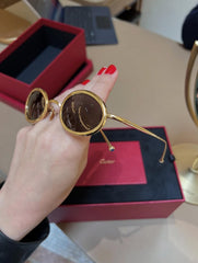 Cartier - Oval-frame gold-tone titanium sunglasses