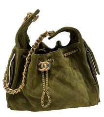Chanel - 25 small suede olive green