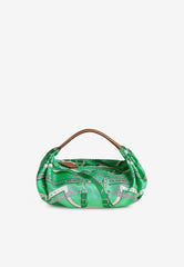 Hermes- H green silk bag