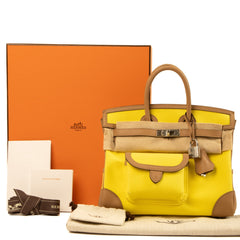 Hermes - Limited Edition Birkin Cargo 25 Jaune Citron (9N) Chai (0M) Canvas