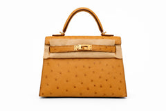Hermes - Kelly 20 ostrich - tabac Ghw