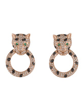 EF - leopard earings diamond & gold