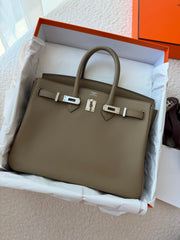 Hermes- Birkin 25 Beige Marfa / Gris Perle Swift Phw 7/2025