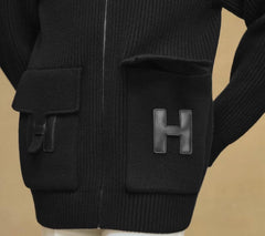 Hermes - black wool cardigan - Palefroi Remix