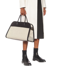 The row - Margaux 15 Natural Canvas & Black Leather Tote