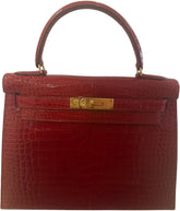 Hermes - kelly sport size 28 croc shiny braise porous Ghw