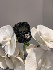 Fatma's crystal ring - black