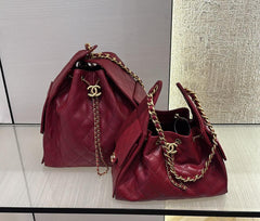 Chanel - 25 small burgundy caviar leather