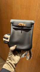 Hermes - Mini Kelly Jump Backpack Black Gold Hardware