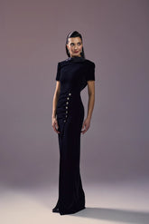 Mash X Allure - Black LONG VELVET DRESS WITH OPEN BACK