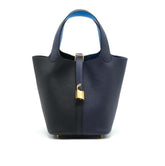 HERMES -PICOTIN 18 LOCK BAG BLEU NUIT, NOIR, BLEU FRIDA