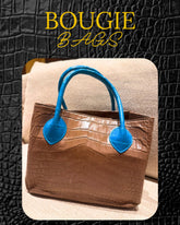 Bougie Bags - the real crocodile 🐊 - biege / blue- with strap