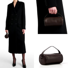 The row - Round '90s leather tote bag - chocolate color