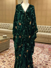 Teeb for mash - emerald green velvet kaftan gold leaves 🍁
