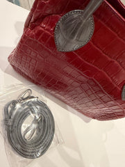 Bougie Bags - the real crocodile 🐊 - maroon / grey- with strap