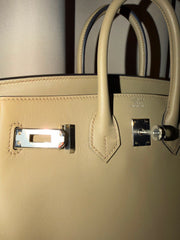 Hermes- Birkin 25 Beige Marfa / Gris Perle Swift Phw 7/2025