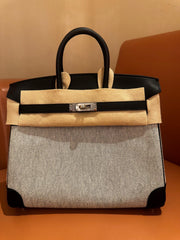 Hermes - Birkin 25 Toile H Canvas-Swift Ardoise