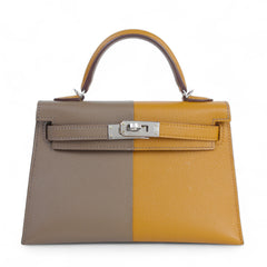 Hermes - kelly 20 Casaque Etoupe - Sesame Epsom Palladium hardware