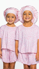 BH lounge short set - pink leopard little girls