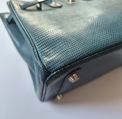 Hermes - Lizard birkin 25 blue - PHW