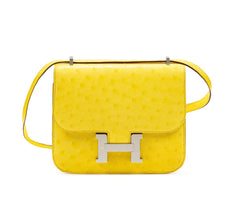 Hermes - Constance 18 ostrich Jaunt citron