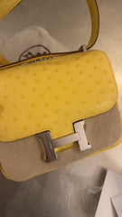 Hermes - Constance 18 ostrich Jaunt citron