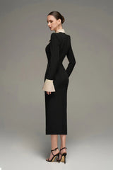 Mash X Allure - C2623 long sleeve black dress 3/4