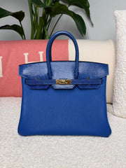 Hermes - Birkin 25 Touch Bleu de France/Bleu Sapphire Togo/Lizard Ghw