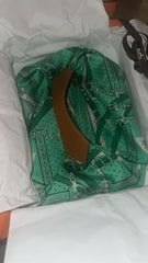 Hermes- H green silk bag