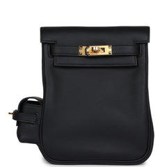Hermes - Mini Kelly Jump Backpack Black Gold Hardware