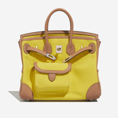 Hermes - Limited Edition Birkin Cargo 25 Jaune Citron (9N) Chai (0M) Canvas