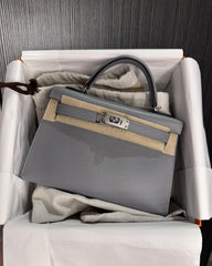 Hermes - kelly 20 Madame Calfskin Sellier Gris Pantin