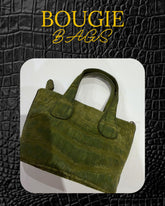 Bougie Bags - the real crocodile 🐊 - mini cross - Green suede - with strap