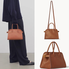 The row - Margaux size 10 - cuir color soft saddle leather Gold hw