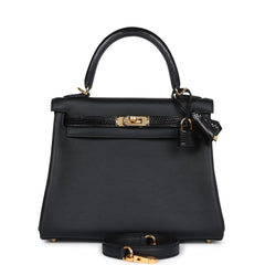 Hermes - kelly 25 black touch lizard - Gold HW - togo