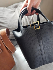 Hermes - picotin lock 18 ostrich black - gold HW