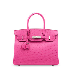 Hermes - birkin 30 ostrich rose pourpre - PHW