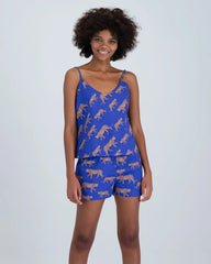 MASH X Woodstocklaundry - WOMENS CAMISOLE PYJAMAS SET BLUE CHEETAHS
