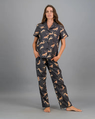 MASH X Woodstocklaundry - WOMENS SHORT SHIRT & PANTS PYJAMAS SET JUMPING CHEETAH