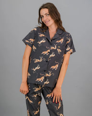 MASH X Woodstocklaundry - WOMENS SHORT SHIRT & PANTS PYJAMAS SET JUMPING CHEETAH