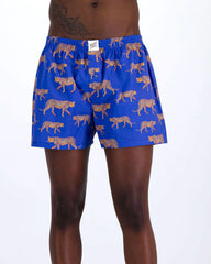 MASH X Woodstocklaundry - MENS BOXER SHORTS BLUE CHEETAHS