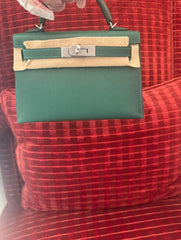 Hermes - kelly 20 Vert Moyen Sellier Madame Palladium Hardware