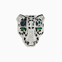 EF - Signature Silver Diamond and Emerald Panther Pin