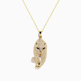 EF- Signature Yellow Gold Sapphire and Diamond Panther Necklace